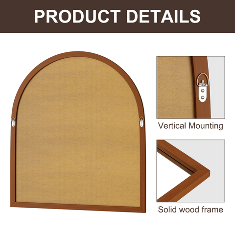 417385651 Arched Walnut Framed Bathroom Mirror