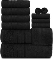 417385501 Black Cotton Bath Towel Set