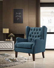417386101 Blue Tufted Wingback Chair
