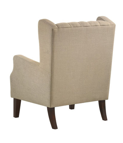 417386171 Beige Tufted Wingback Chair