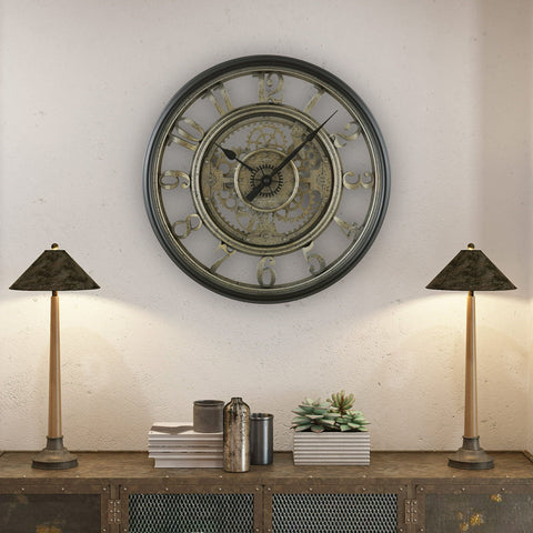 418055781 Rustic Gear Wall Clock