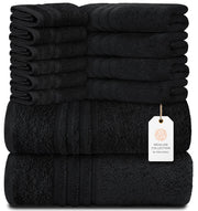 417385491 Black Cotton Bath Towel Set