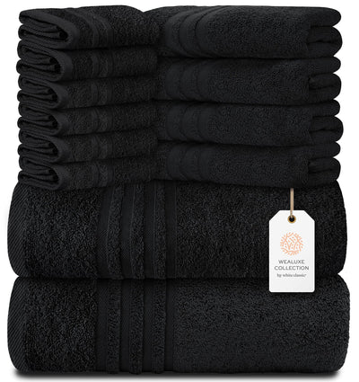 417385491 Black Cotton Bath Towel Set