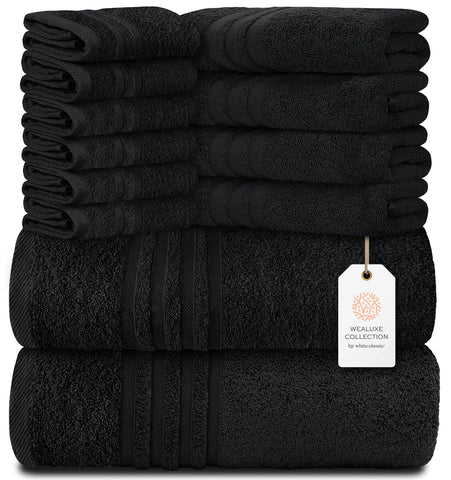 417385491 Black Cotton Bath Towel Set