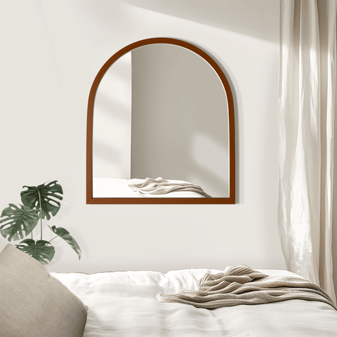 417385801 Arched Walnut Bathroom Mirror