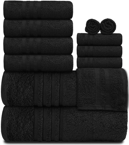 417384321 Black Bath Towel Set