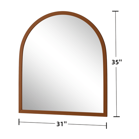 417385671 Arched Walnut Framed Bathroom Mirror